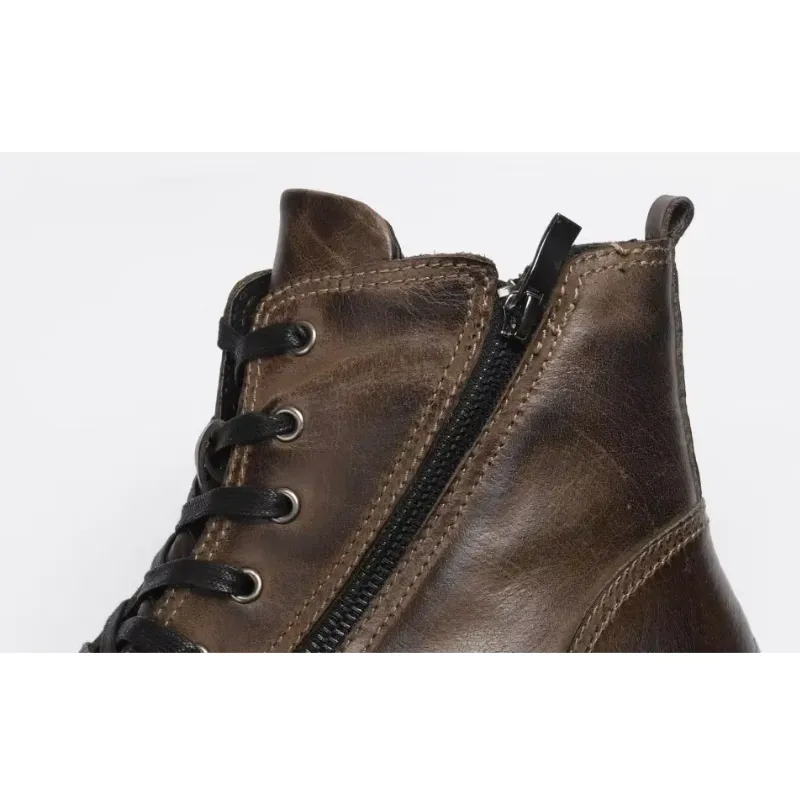 Men's Durable Fleece Vegan Leather Boots with Zipper | Perfect for All Seasons