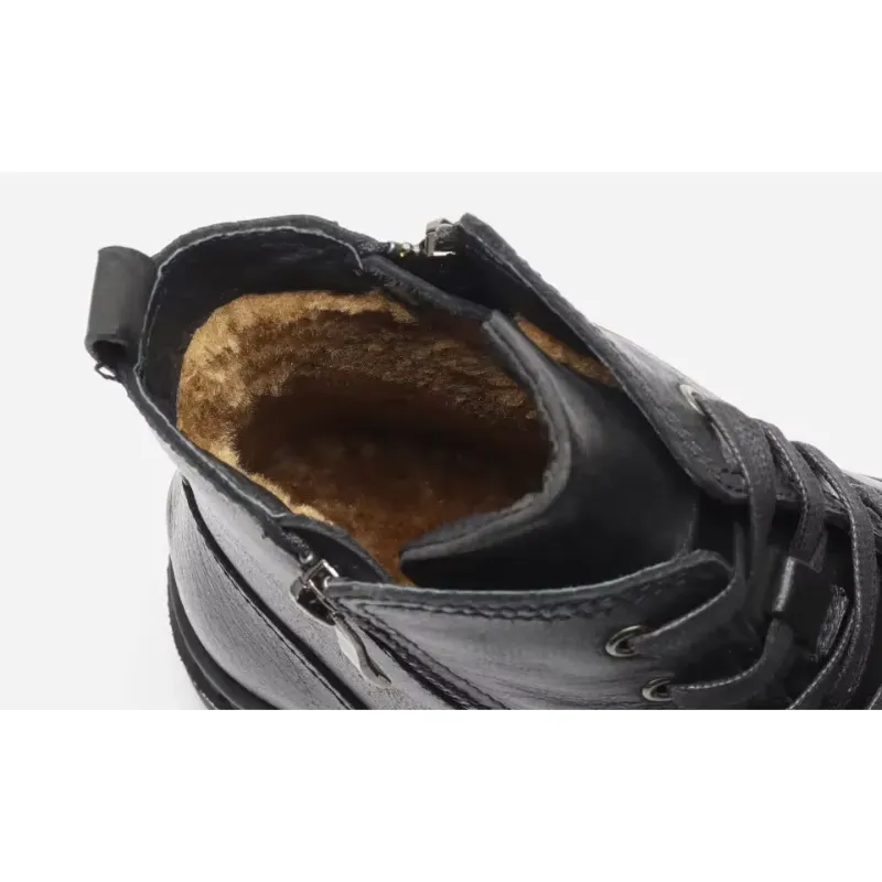 Men's Durable Fleece Vegan Leather Boots with Zipper | Perfect for All Seasons