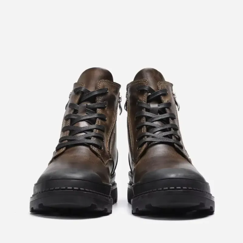 Men's Durable Fleece Vegan Leather Boots with Zipper | Perfect for All Seasons