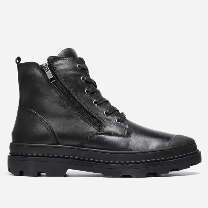 Men's Durable Fleece Vegan Leather Boots with Zipper | Perfect for All Seasons