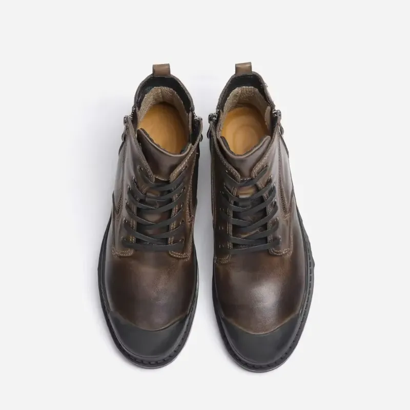 Men's Durable Fleece Vegan Leather Boots with Zipper | Perfect for All Seasons