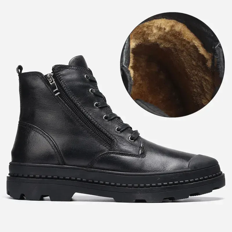 Men's Durable Fleece Vegan Leather Boots with Zipper | Perfect for All Seasons