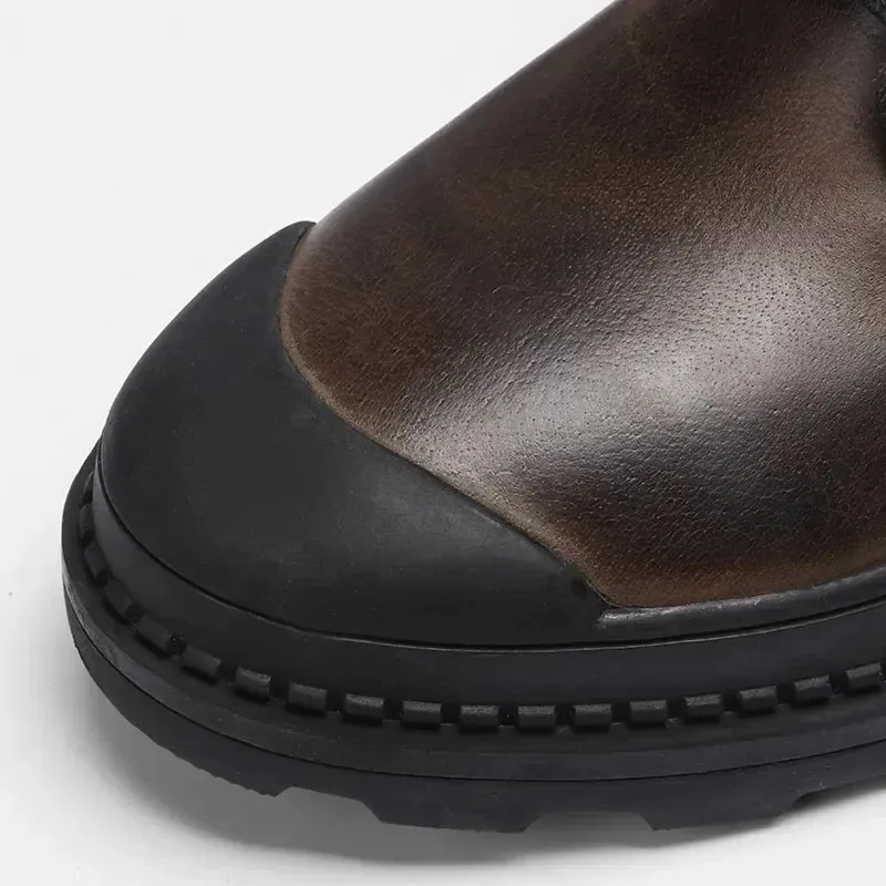 Men's Durable Fleece Vegan Leather Boots with Zipper | Perfect for All Seasons