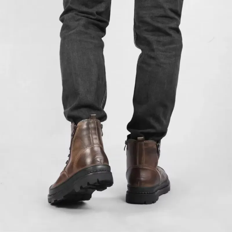 Men's Durable Fleece Vegan Leather Boots with Zipper | Perfect for All Seasons