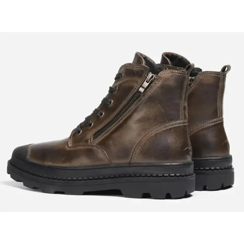 Men's Durable Fleece Vegan Leather Boots with Zipper | Perfect for All Seasons