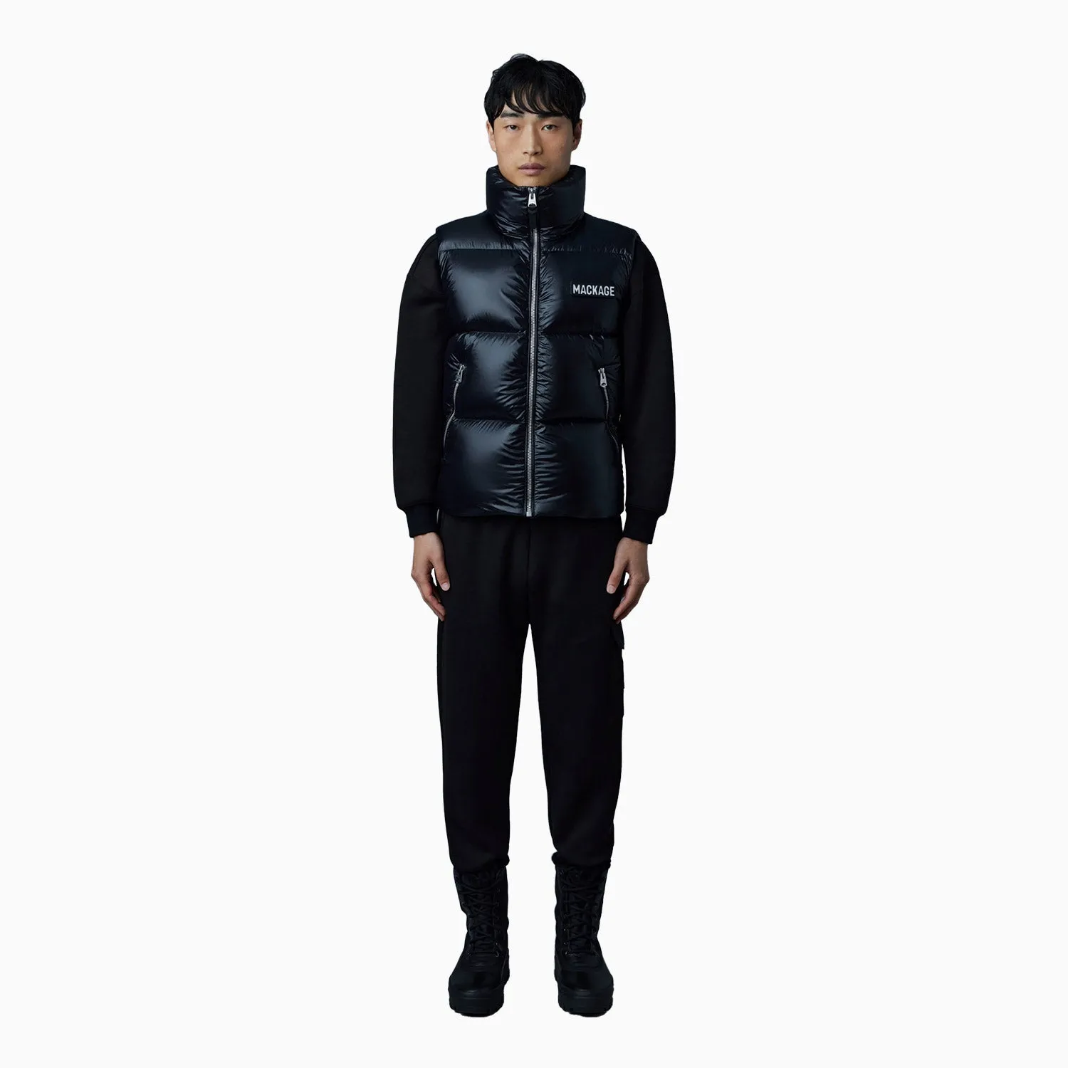 Men's KANE Lustrous Light Down Vest With Funnel Collar