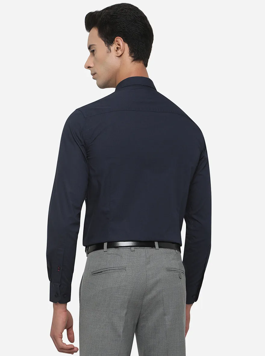 Navy Blue Checked Smart Fit Casual Shirt | Greenfibre