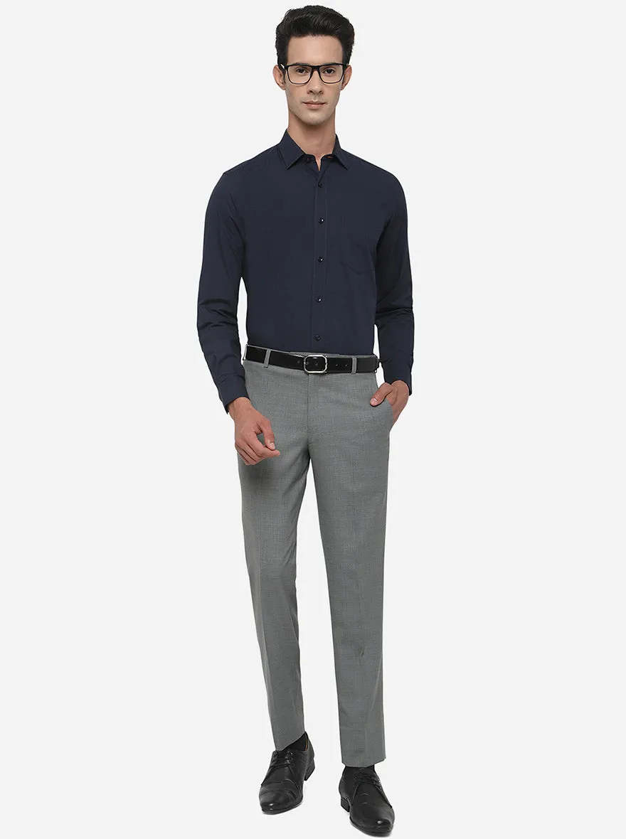 Navy Blue Checked Smart Fit Casual Shirt | Greenfibre