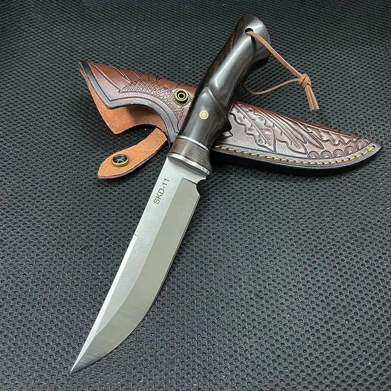 New Hunting Knife SKD-11 Sharp Blade Ebony Handle Bushcraft Knife Outdoor Camping Portable Knives EDC Survival Self Defense Tool