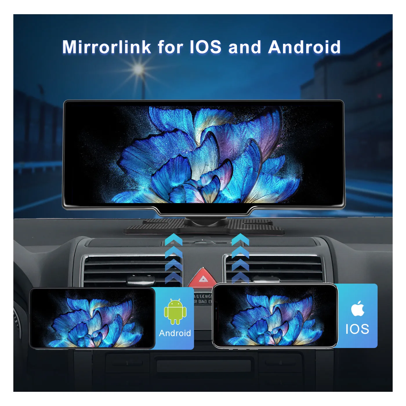 PODOFO 10.26 Inch 4 64G Android 13 Portable Apple CarPlay Screen, Wireless Android Auto Car Stereo with GPS Navigation & WiFi, 8-Core , Bluetooth Hands-Free, support Backup Camera