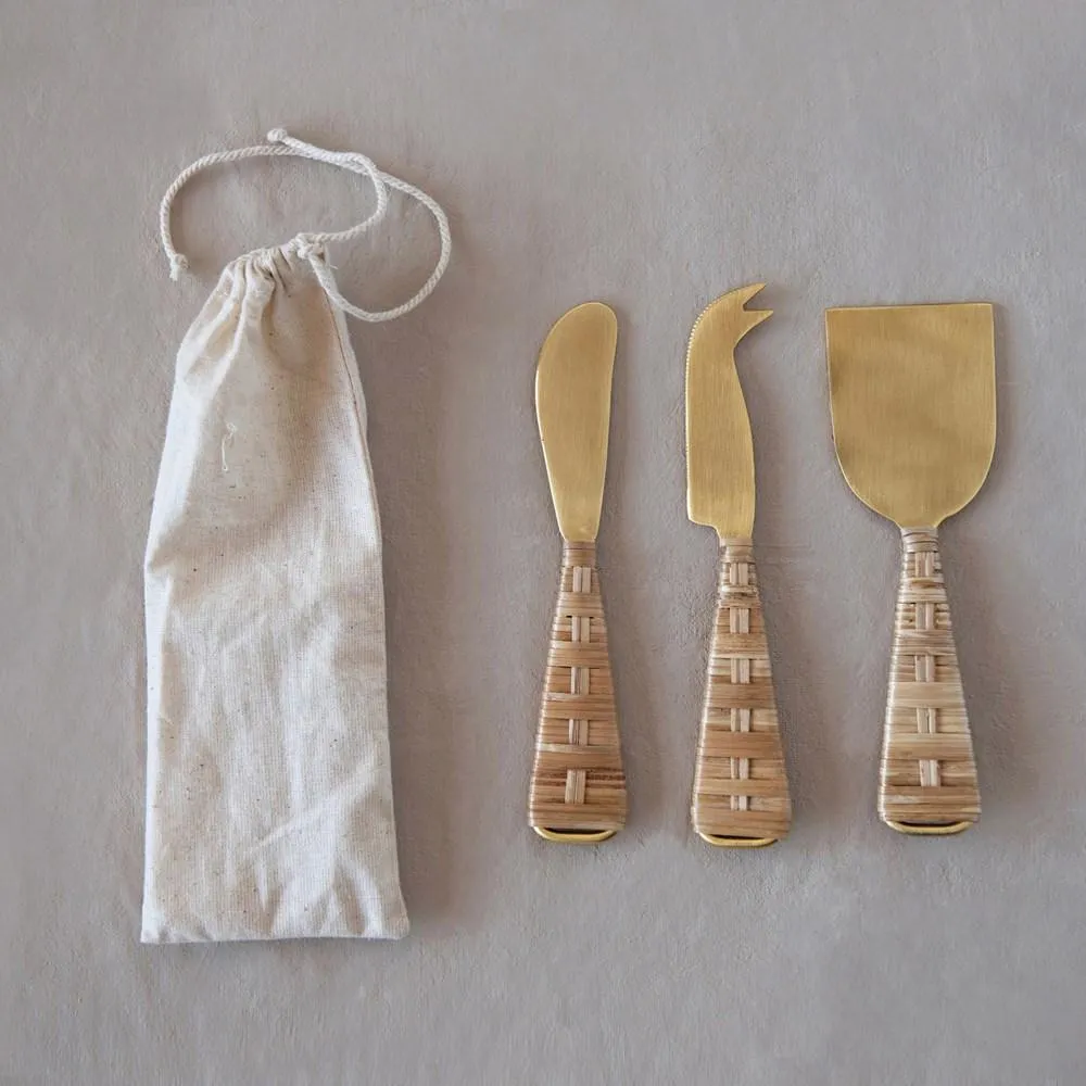 Rattan Cheese Knife Set