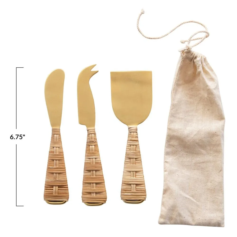 Rattan Cheese Knife Set