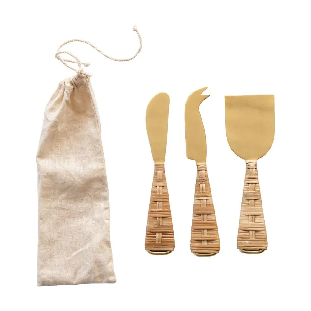 Rattan Cheese Knife Set