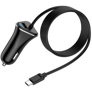 relaxed Usb C Car Charger,Fast Charging AILKIN Type C Car Charger 3.4A Dual Usb Car Charger Adapter Coiled Type C Charging Cable 3ft Type C Car Charger for Android,Black