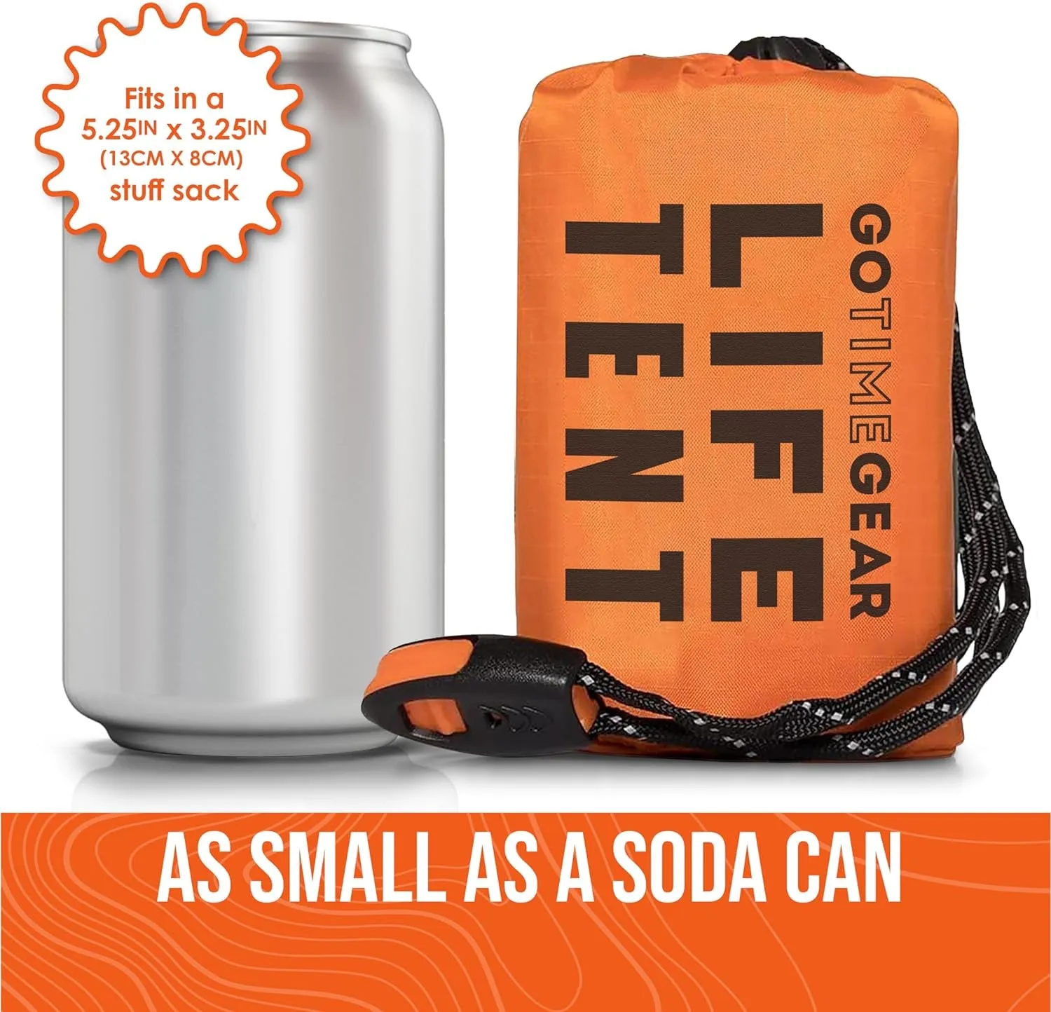 Survival Life Tent • 2 Person Mylar Emergency Shelter Tube Tent   Paracord
