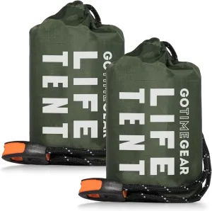 Survival Life Tent • 2 Person Mylar Emergency Shelter Tube Tent   Paracord
