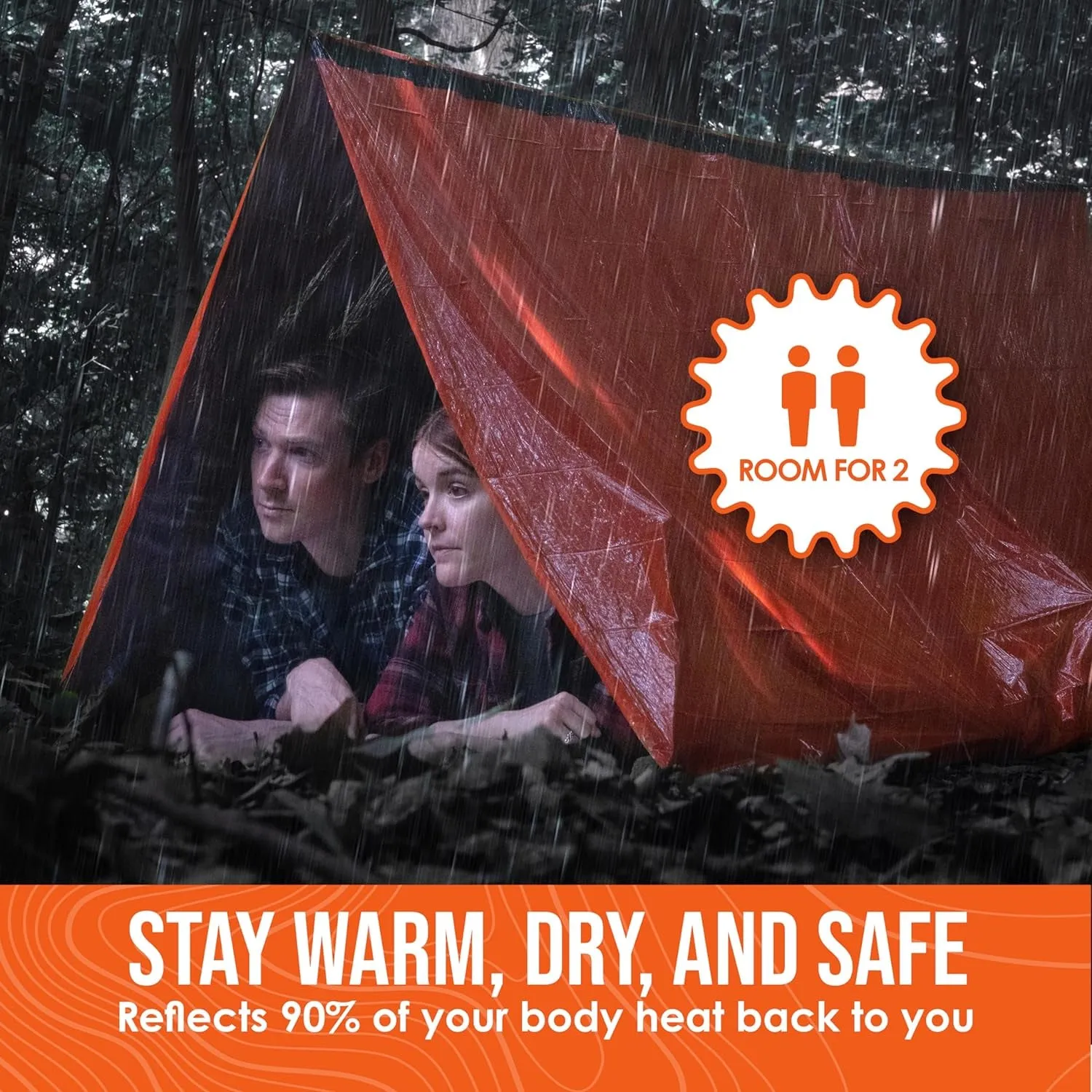 Survival Life Tent • 2 Person Mylar Emergency Shelter Tube Tent   Paracord
