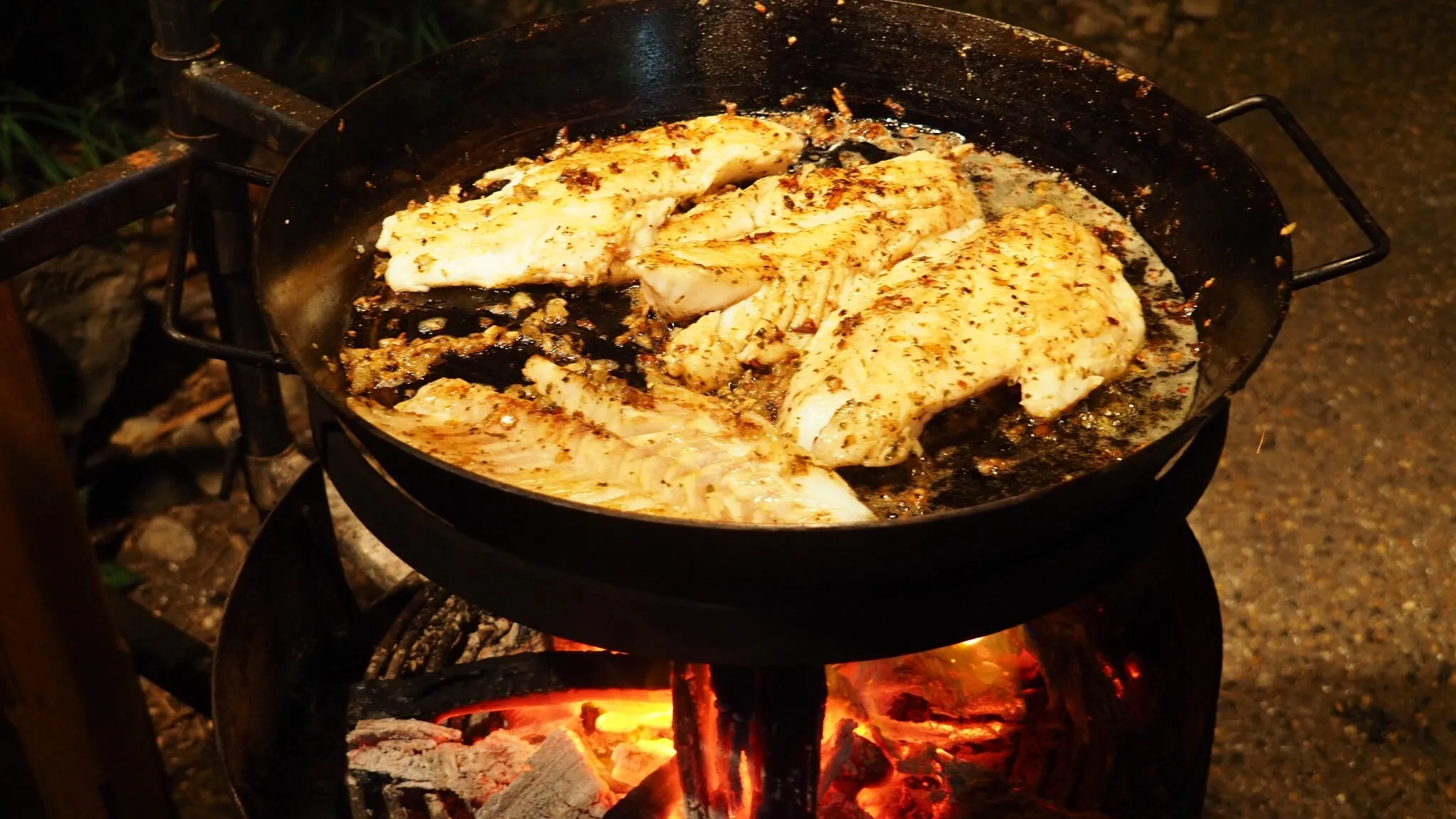 Swinging Hot Plate & Grill, BBQ Pan with Camp Oven Hook & Gloves