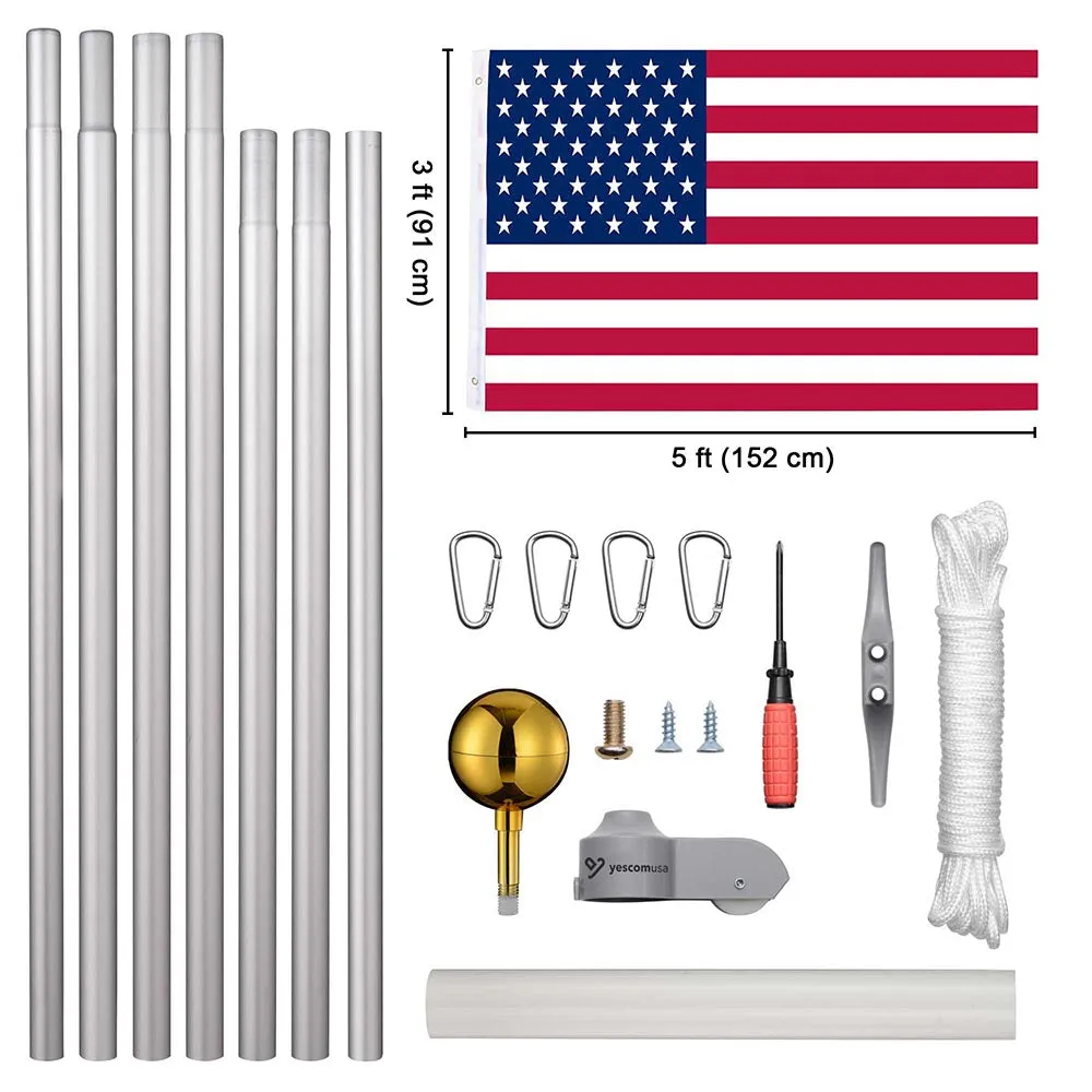 TheLAShop 25ft Aluminum Sectional Flagpole and Flag