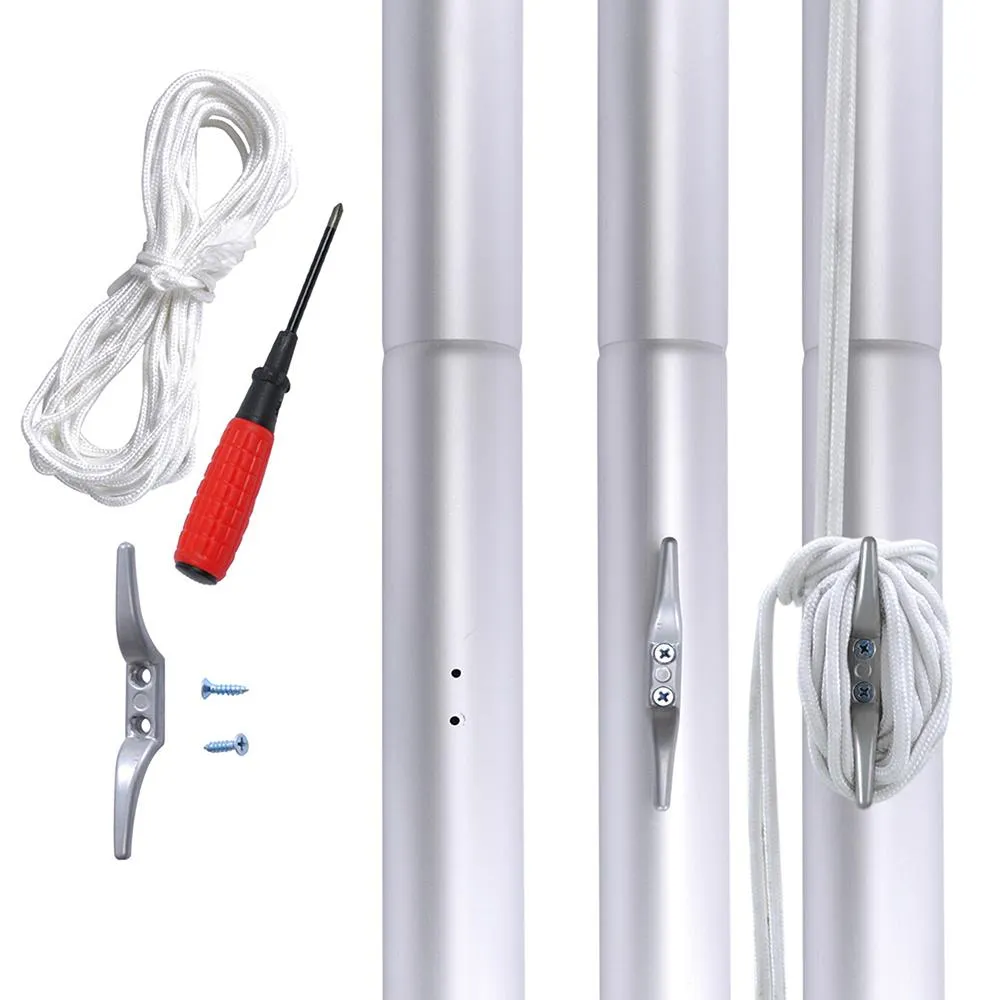 TheLAShop 25ft Aluminum Sectional Flagpole and Flag