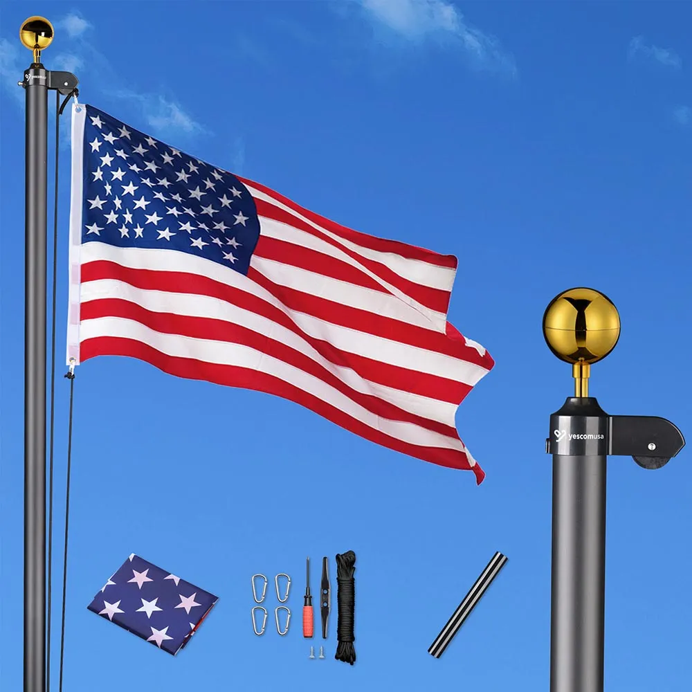 TheLAShop 25ft Aluminum Sectional Flagpole and Flag