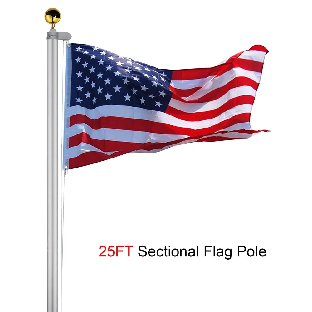 TheLAShop 25ft Aluminum Sectional Flagpole and Flag