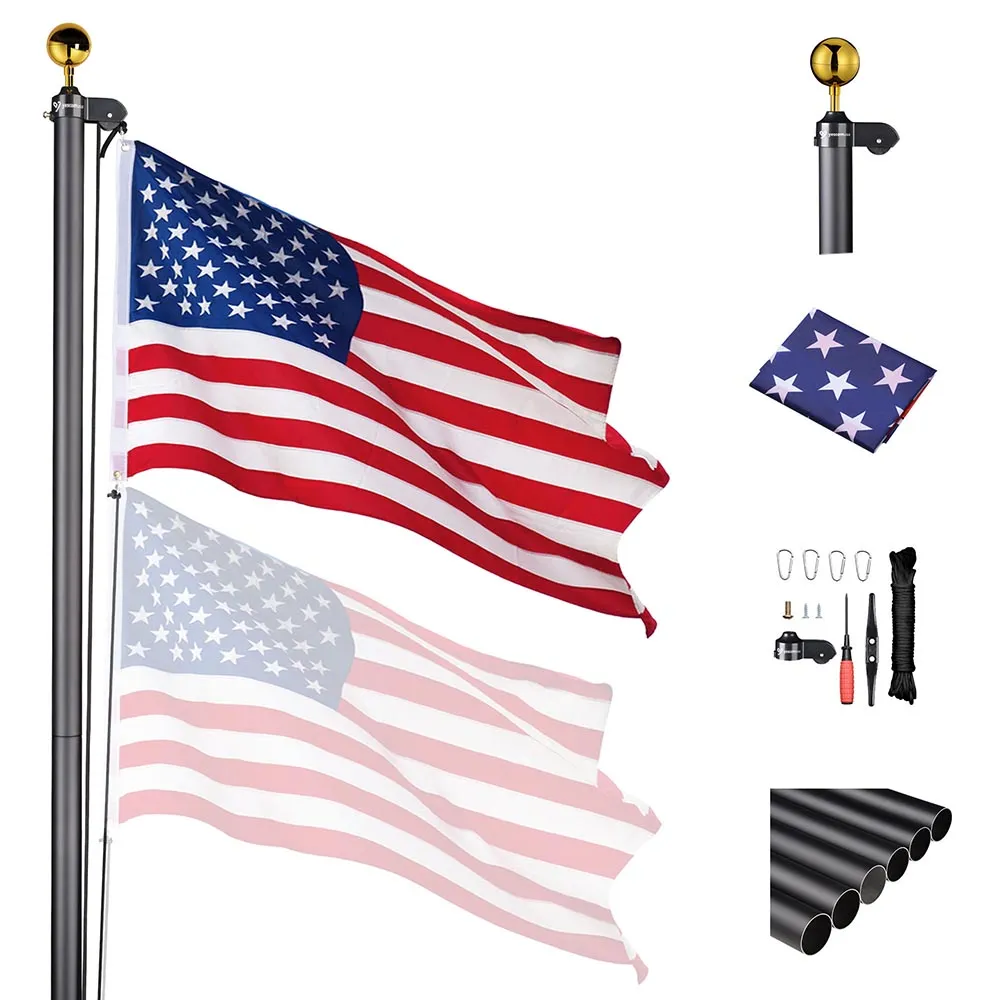 TheLAShop 30ft Aluminum Sectional Flagpole w/ US Flag