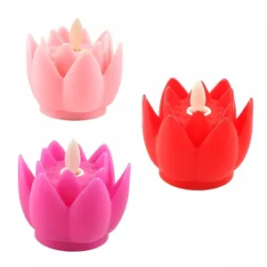 URM Enterprises 6 Pcs Lotus Shape Flameless And Smokeless Decorative LED Battery Candle Light Operated Melted Design Pillar For Home Decoration, Diwali, Any Occasion, Candle for Gift- Assorted Colours