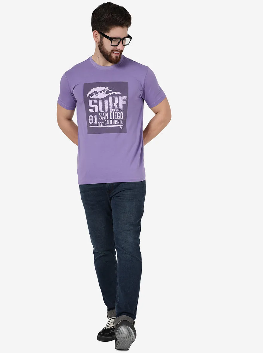 Violet Printed Slim Fit T-Shirt | JadeBlue