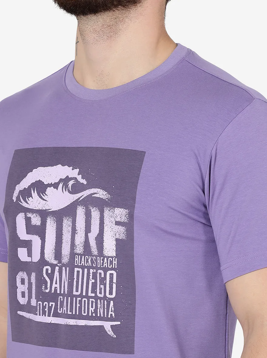 Violet Printed Slim Fit T-Shirt | JadeBlue