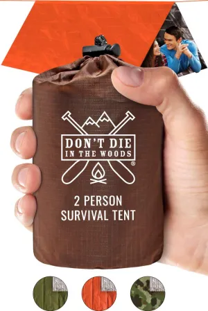 World's Toughest Ultralight Survival Tent • 2 Person Mylar Emergency Shelter Tube Tent   Paracord • Year-Round All Weather Protection For Hiking, First Aid Kits, & Outdoor Survival Gear