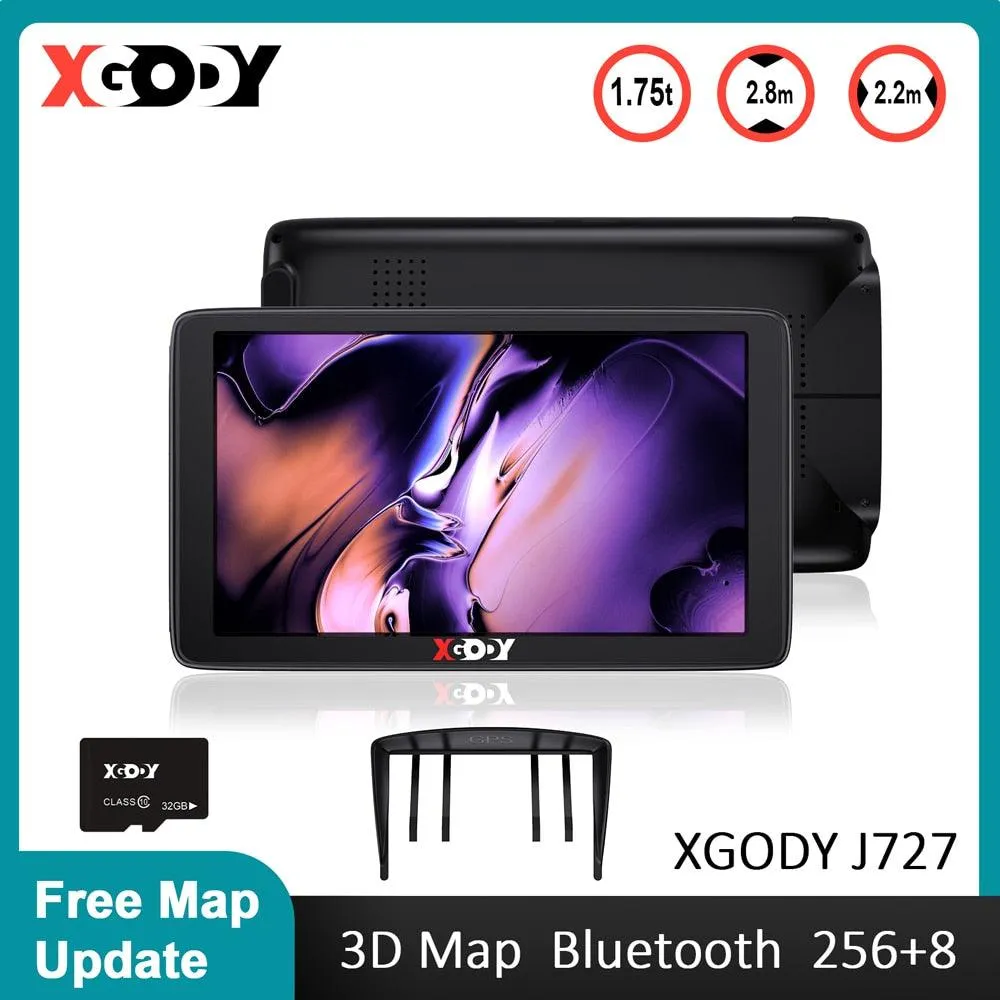 XGODY Car GPS Navigation 7 Inch Touch Screen GPS Navigator Truck Sunshade Sat Nav 256M 8G 2022 America Europe Map GPS Navigators